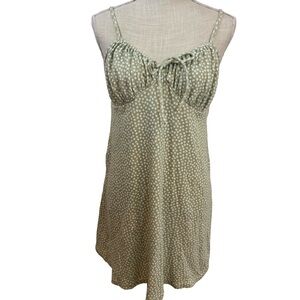 American Eagle Green White Floral Babydoll Mini Dress Sz XL Beach Casual